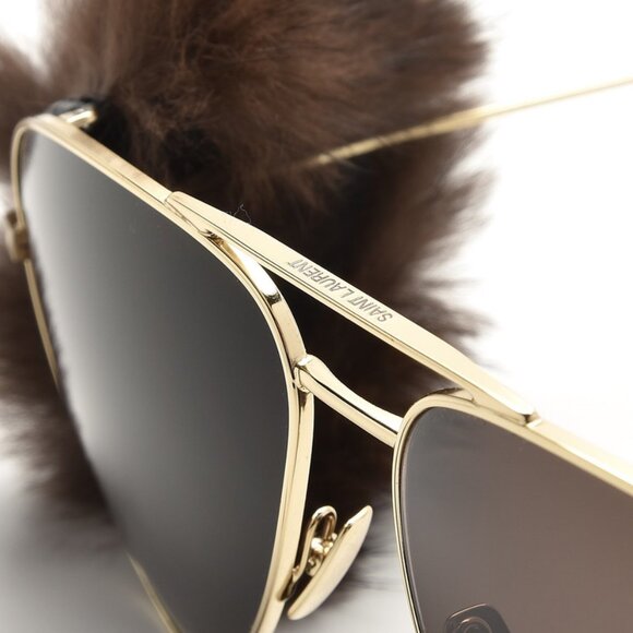 NEW Saint Laurent Mink Fur Classic 11 Shields Sunglasses